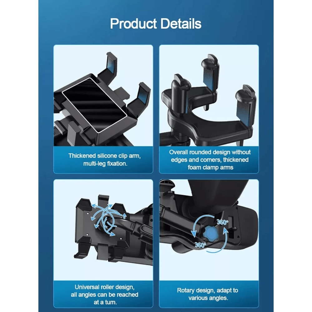 Rear View Mirror Phone Holder Car Mount For IPhone And Android 4