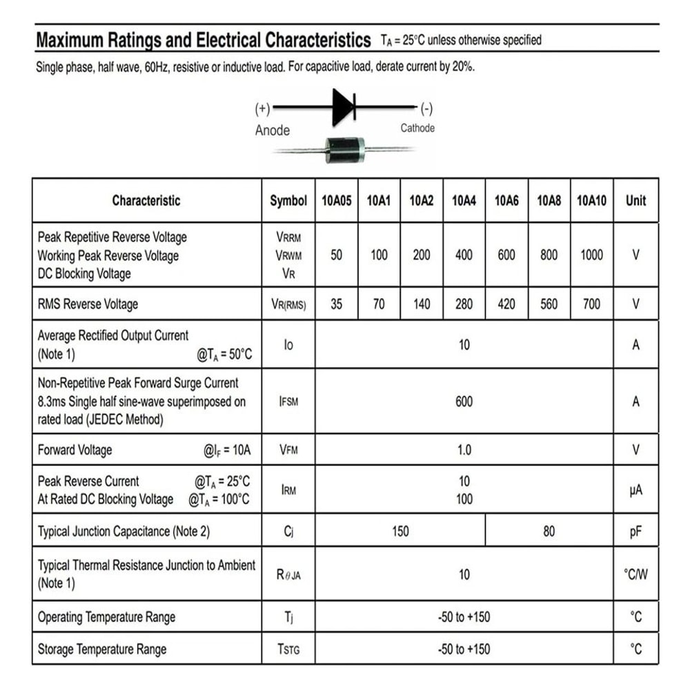 Rectifier Diode Amp Axial Diodes For Solar Panel And Power Supply Repair 3