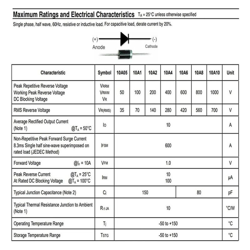 Rectifier Diode Amp Axial Diodes For Solar Panel And Power Supply Repair 3
