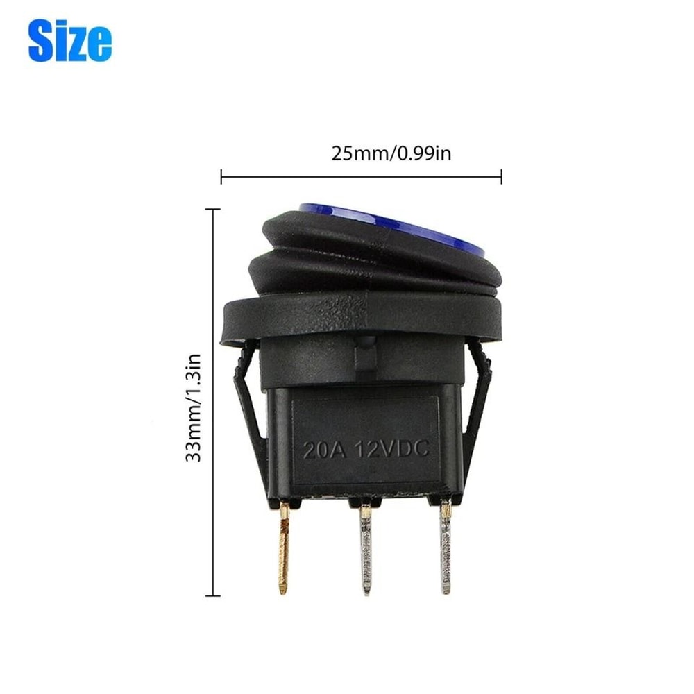 Waterproof Rocker Switch Blue LED Round ON Off Car Boat Switches 5