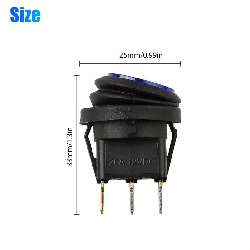 Waterproof Rocker Switch Blue LED Round ON Off Car Boat Switches 5