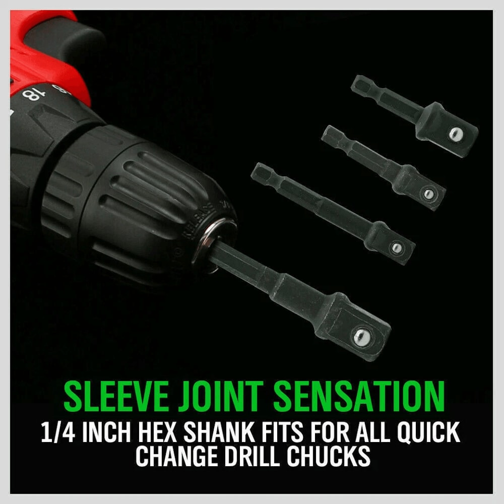 Impact Socket Adapter Set With Hex Shank Drill Socket Extensions 4