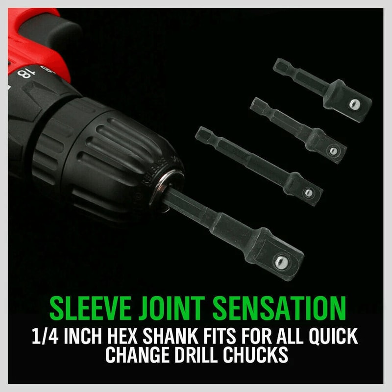 Impact Socket Adapter Set With Hex Shank Drill Socket Extensions 4