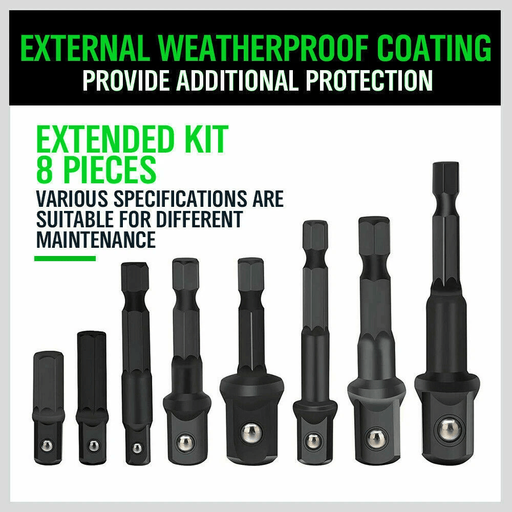 Impact Socket Adapter Set With Hex Shank Drill Socket Extensions 6