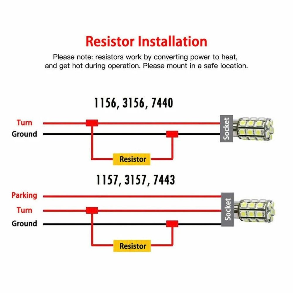 LED Load Resistor Kit Hyper Flash Fix For Turn Signal LED Bulbs 4