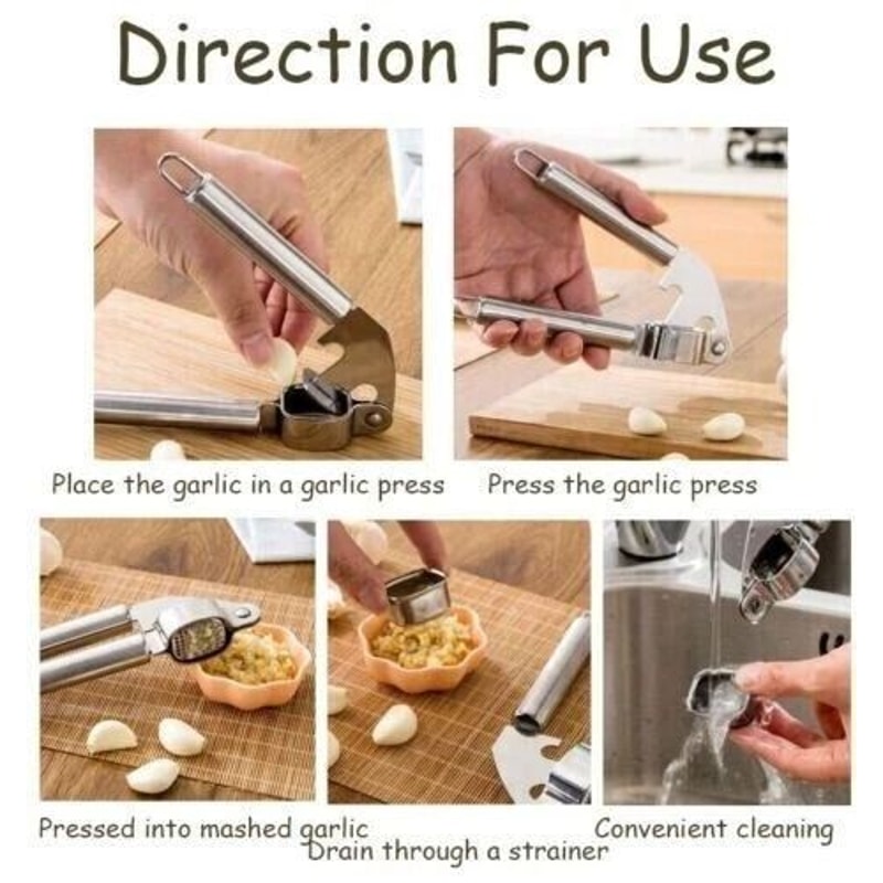 Stainless Steel Garlic Press Manual Garlic Crusher And Easy Clean Mincer 6