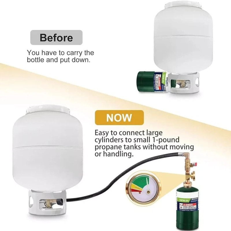 Propane Refill Adapter Hose With Gauge OnOff Control Extension 2