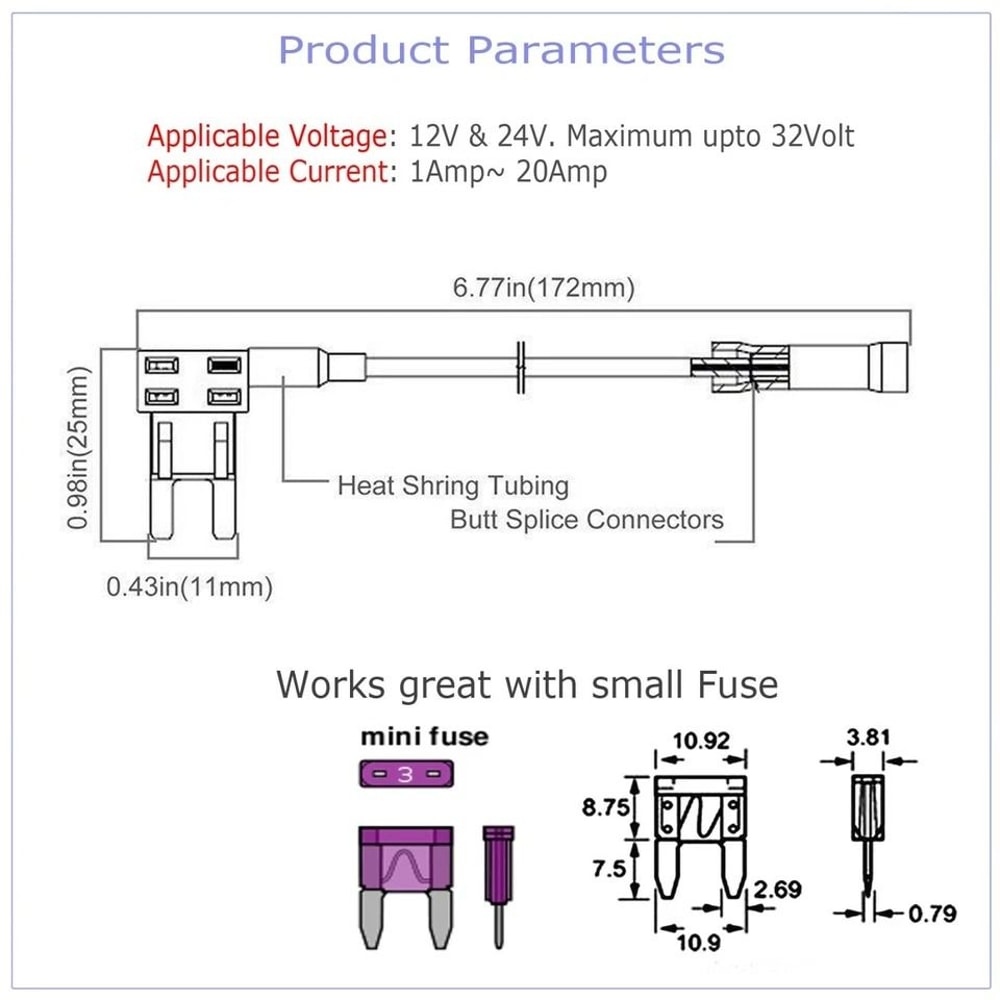 Fuse Tap Adapter Kit For Automotive AddaCircuit Mini ATM APM Blade Fuses 2