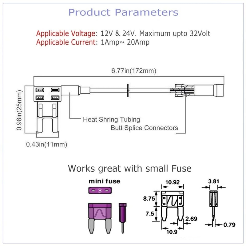 Fuse Tap Adapter Kit For Automotive AddaCircuit Mini ATM APM Blade Fuses 2