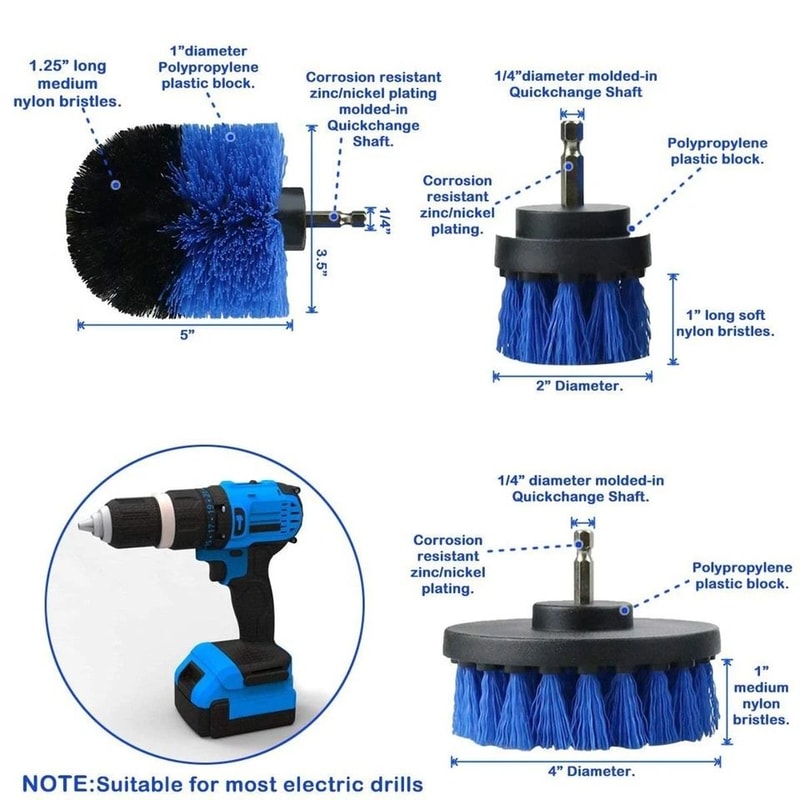 Drill Brush Set Power Scrubber For Tile Grout Cleaner Shower Tub 1