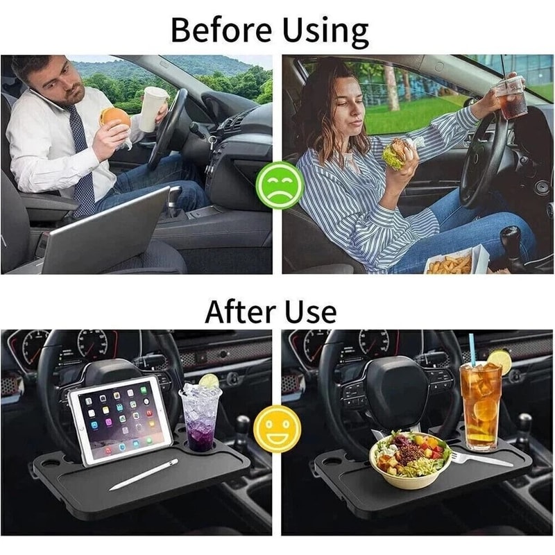 Car Steering Wheel Desk Tray For Laptop Drink Portable Work Table For OntheGo 4