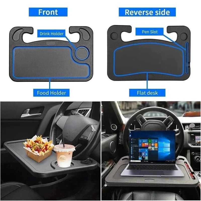 Car Steering Wheel Desk Tray For Laptop Drink Portable Work Table For OntheGo 6