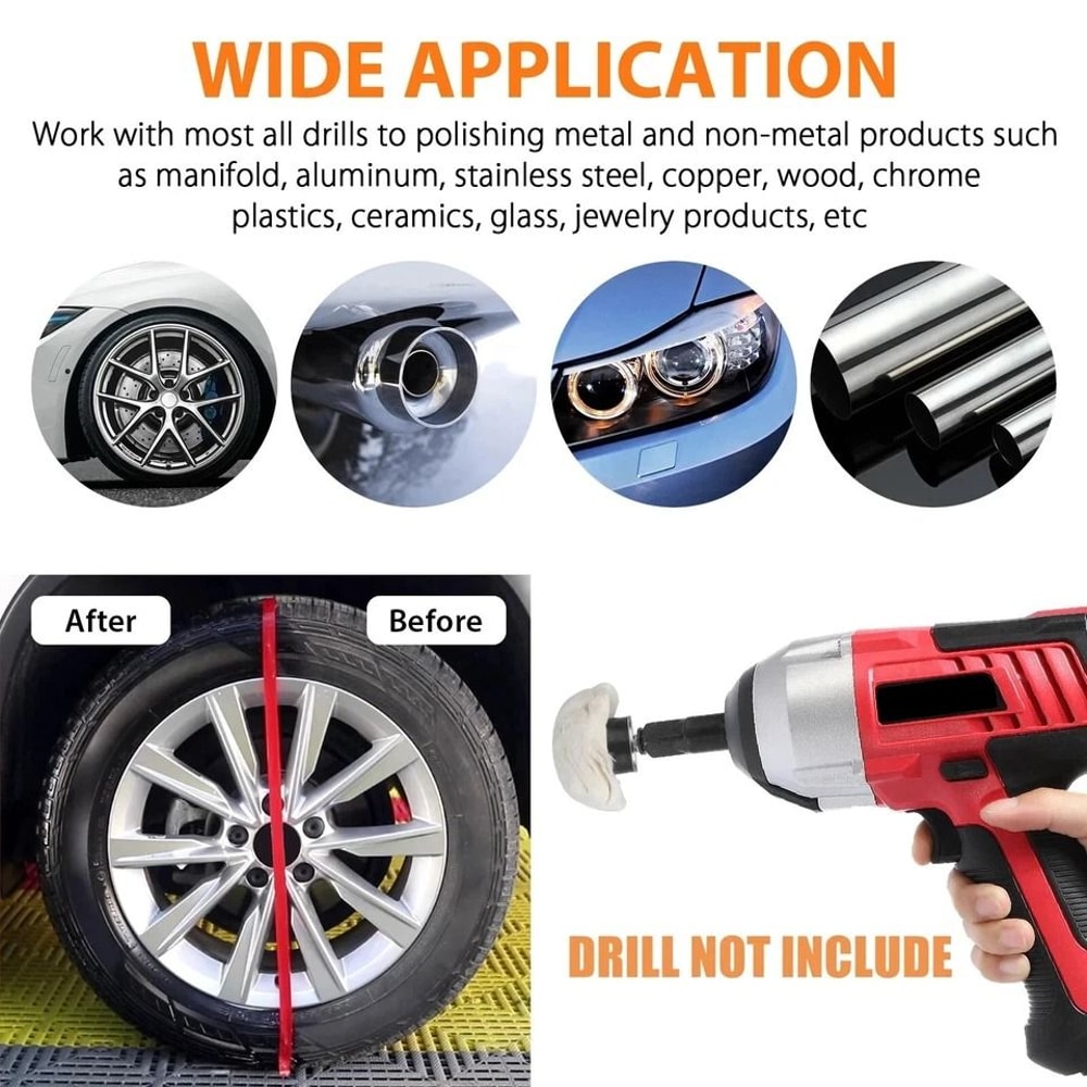 Car Polisher Pads Buffing Wheel Drill Kit For Aluminum Stainless More 3