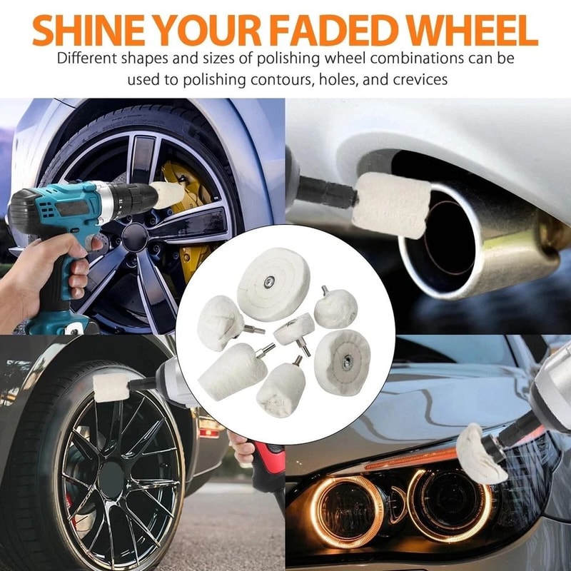 Car Polisher Pads Buffing Wheel Drill Kit For Aluminum Stainless More 5