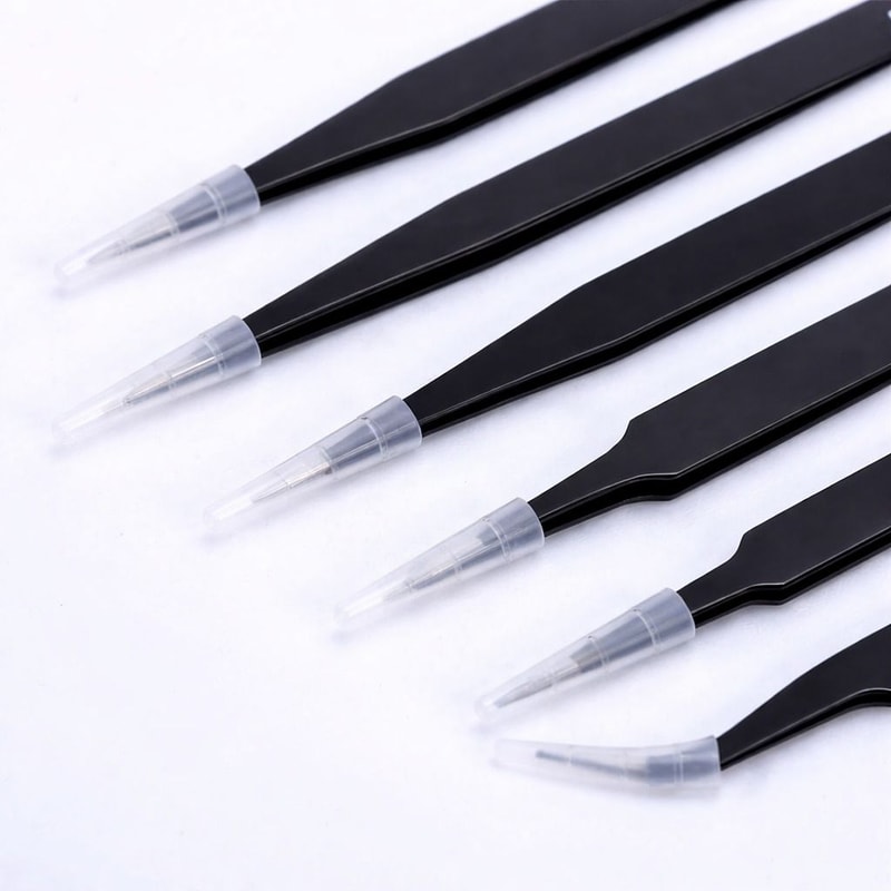 Antistatic Precision Tweezers Kit For Electronics ESD Safe Carbon Fiber Forceps For PCB Repair 0
