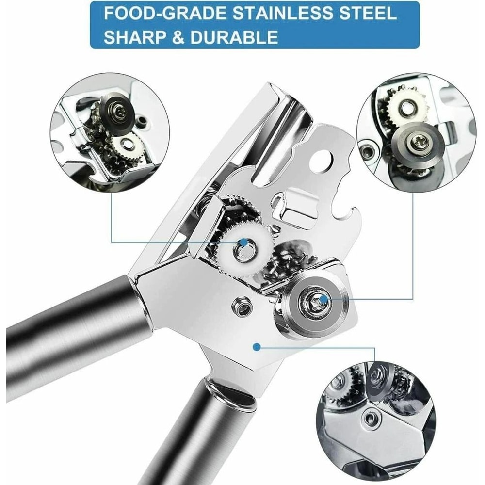 Heavy Duty Stainless Steel Manual Can Opener With Bottle Opener Soft Grip 1