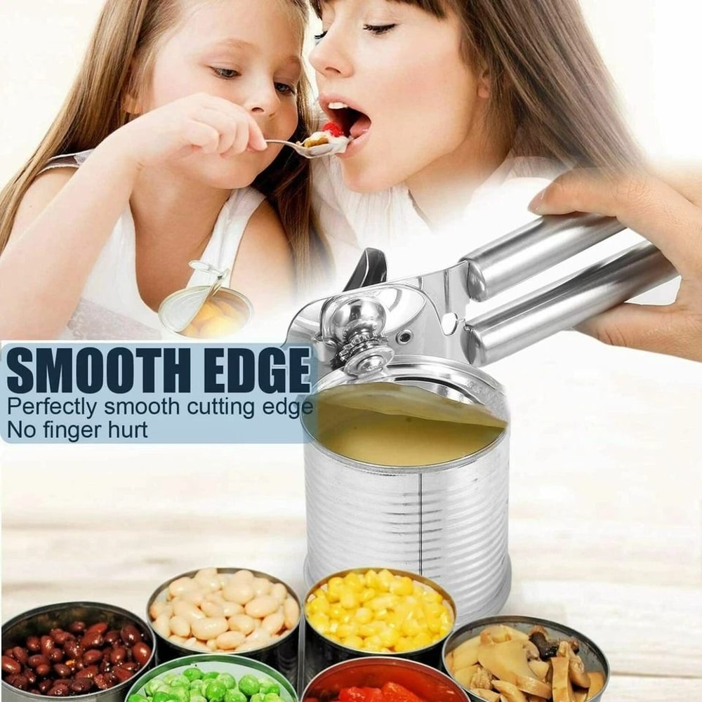 Heavy Duty Stainless Steel Manual Can Opener With Bottle Opener Soft Grip 2