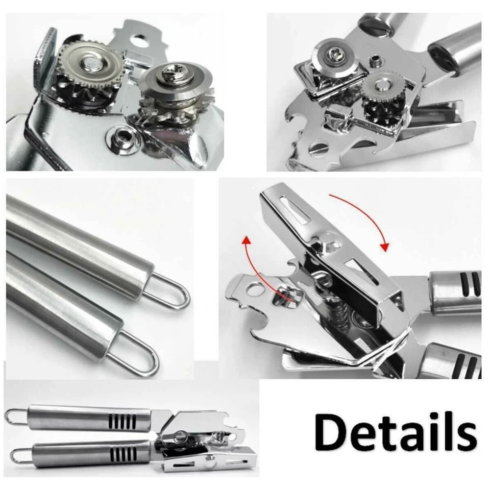 Heavy Duty Stainless Steel Manual Can Opener With Bottle Opener Soft Grip 6