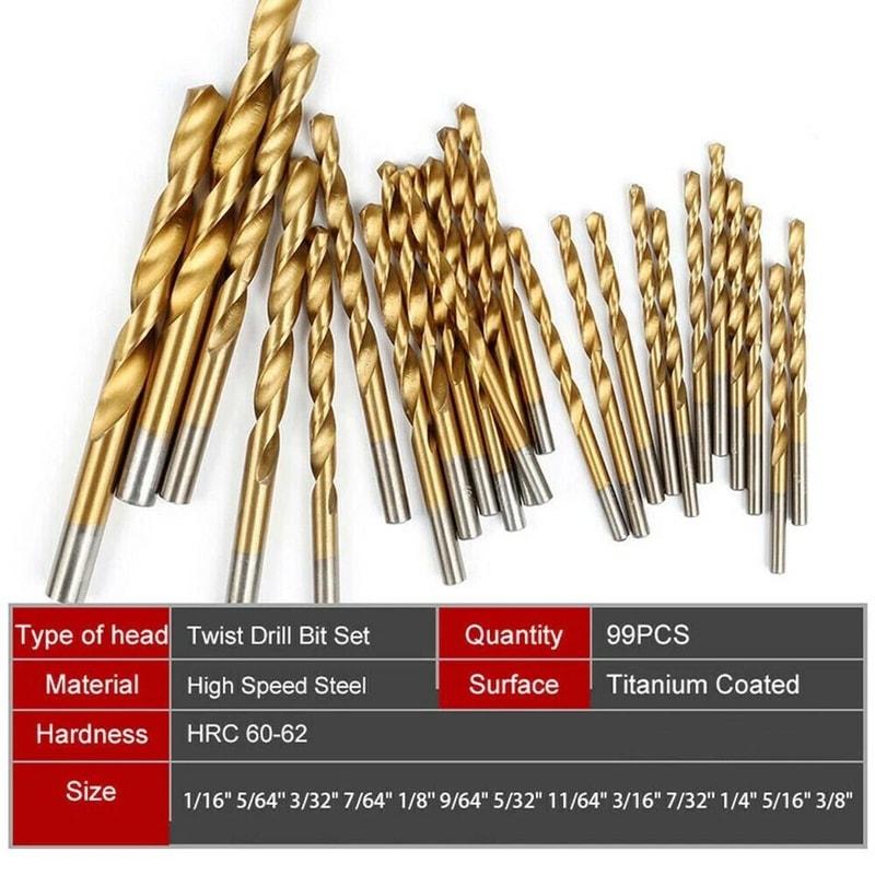 HSS Titanium Drill Bit Set For Wood Metal Plastic MultiPurpose Twist Drill Bits 1