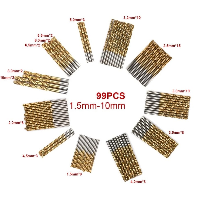 HSS Titanium Drill Bit Set For Wood Metal Plastic MultiPurpose Twist Drill Bits 6