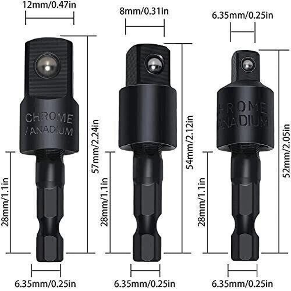 Socket Adapter Set With QuickRelease Mechanism For Impact Driver Drill 1
