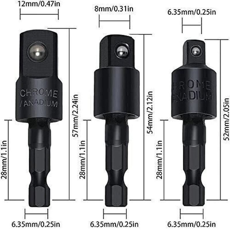 Socket Adapter Set With QuickRelease Mechanism For Impact Driver Drill 1