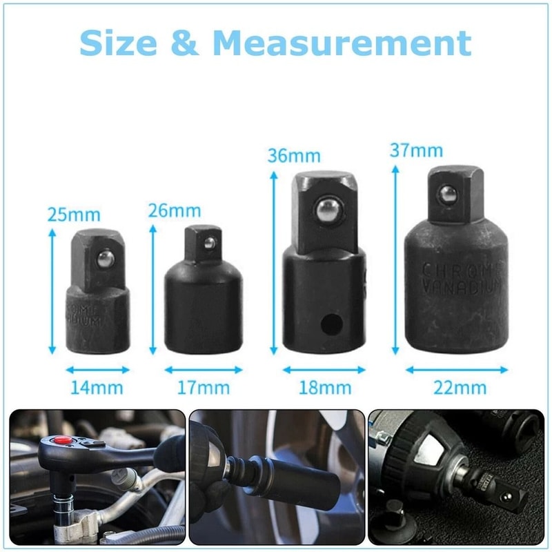 Impact Socket Adapter Set Chrome Vanadium Drive Reducer Set 1