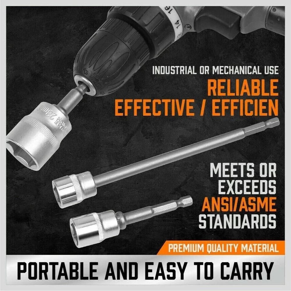 Impact Socket Adapter Set With Right Angle Drill Attachment 3
