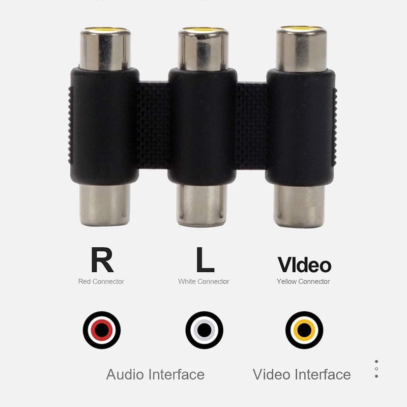 Triple RCA Female To Female Coupler For TV DVD Console RCA Adapter AV Extension Connector 2