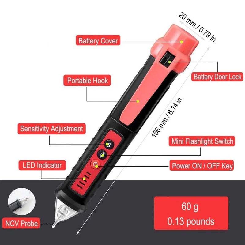 Non Contact Voltage Tester Pen AC Live Wire Detector 3