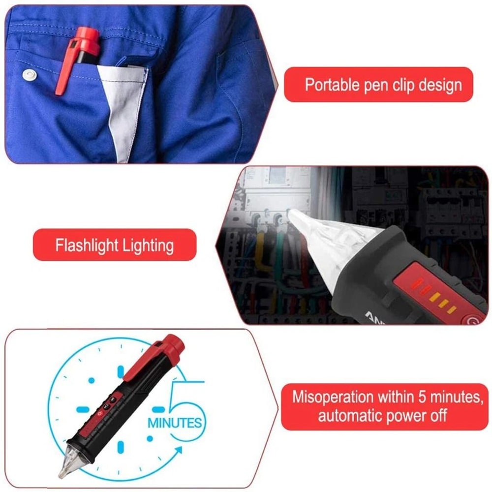 Non Contact Voltage Tester Pen AC Live Wire Detector 5