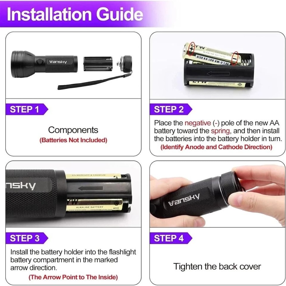 LED UV Flashlight 395nm Black Light Torch For Pet Stains Scorpions And Inspection 5
