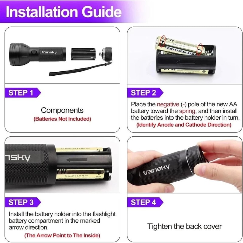 LED UV Flashlight 395nm Black Light Torch For Pet Stains Scorpions And Inspection 5
