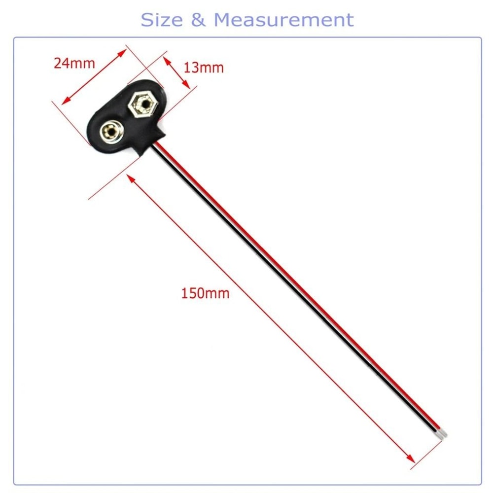 Battery Connector T Type Snap Clip Wire Leads For DIY Electronics And Repairs 5