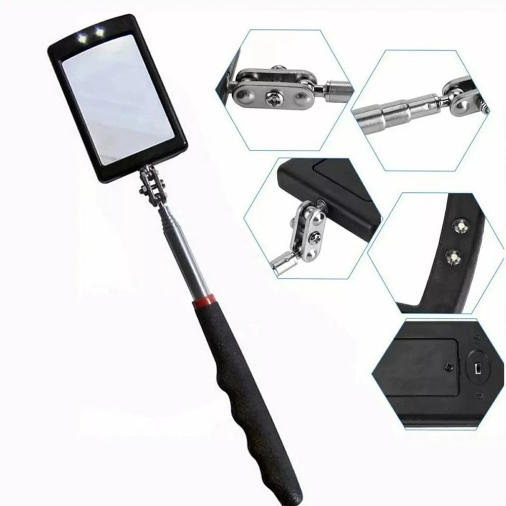 Telescoping Inspection Mirror Set Adjustable Flexible Inspection Mirror For HardtoReach Spaces 1