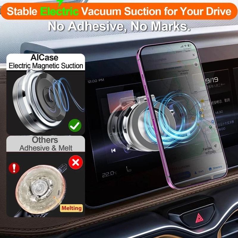 Rotating Vacuum Magnetic Car Phone Mount With Strong Suction Cup 2