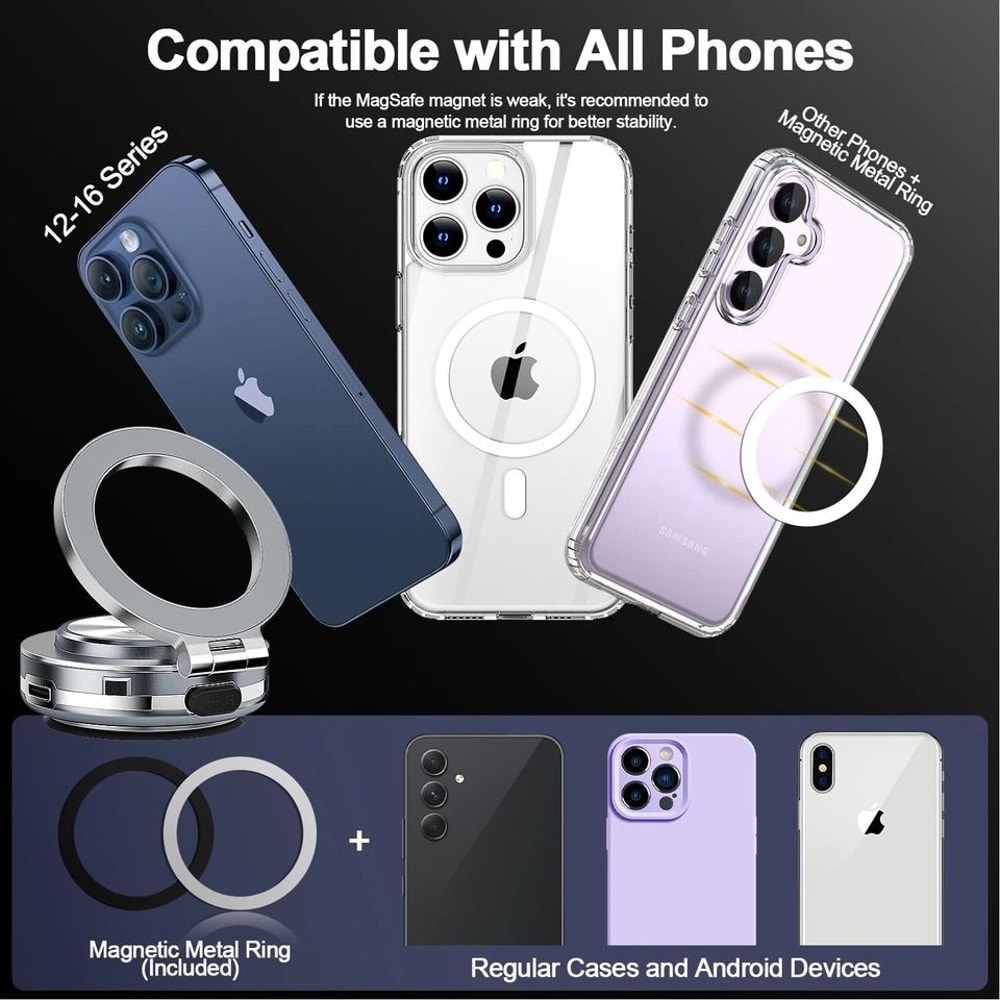 Rotating Vacuum Magnetic Car Phone Mount With Strong Suction Cup 5