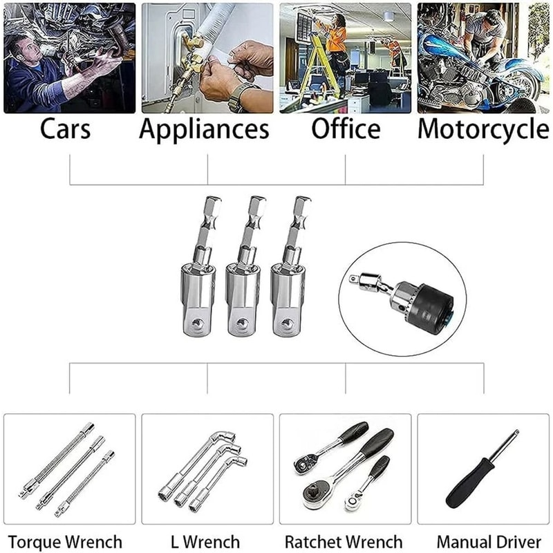 Hex Shank Socket Adapter Drive For Drill Impact Driver Ratchet 5