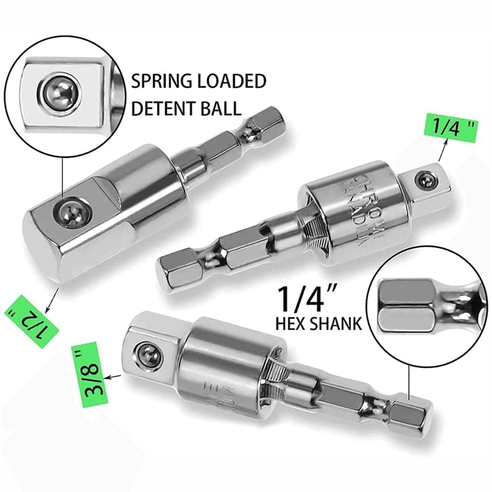 Hex Shank Socket Adapter Drive For Drill Impact Driver Ratchet 7