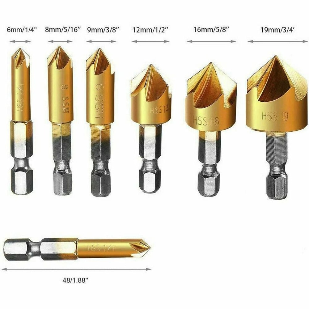 Countersink Drill Bit Set With Hex Shank HSS Woodworking Pilot Bits 4