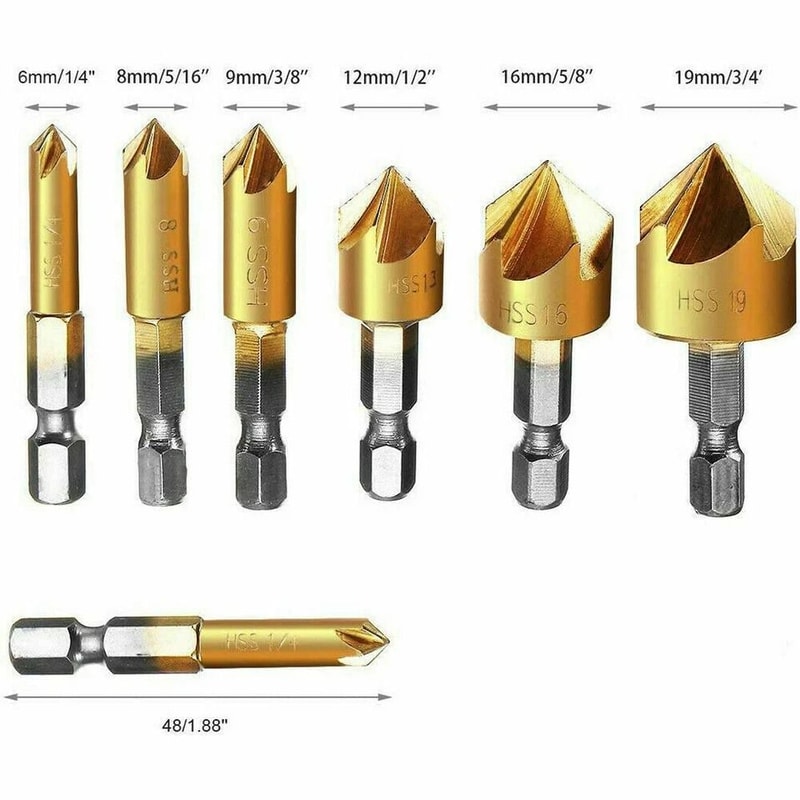 Countersink Drill Bit Set With Hex Shank HSS Woodworking Pilot Bits 4
