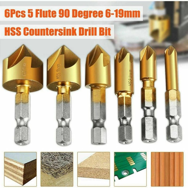 Countersink Drill Bit Set With Hex Shank HSS Woodworking Pilot Bits 7