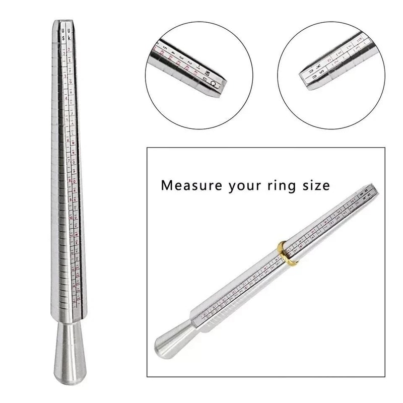 Metal Ring Sizer Tool With Ring Mandrel And Finger Sizing Gauge 1