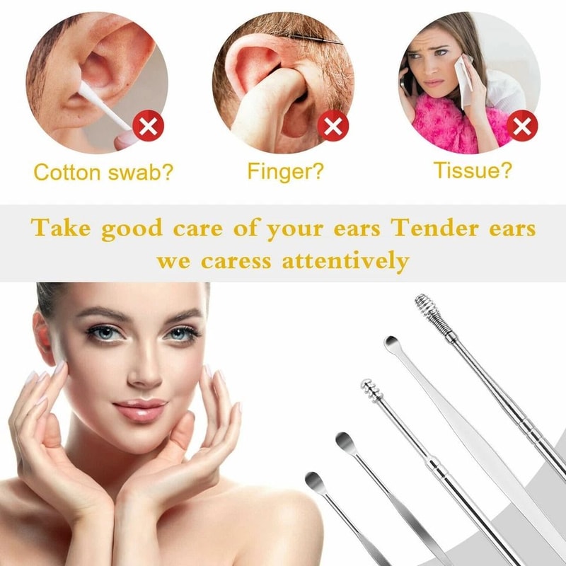Ear Wax Removal Kit Stainless Steel Ear Cleaner And Ear Pick Set 3