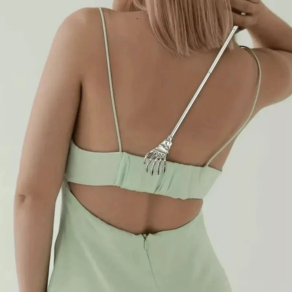 Telescoping Back Scratcher Stainless Steel Retractable Massager With Rubber Grip 0