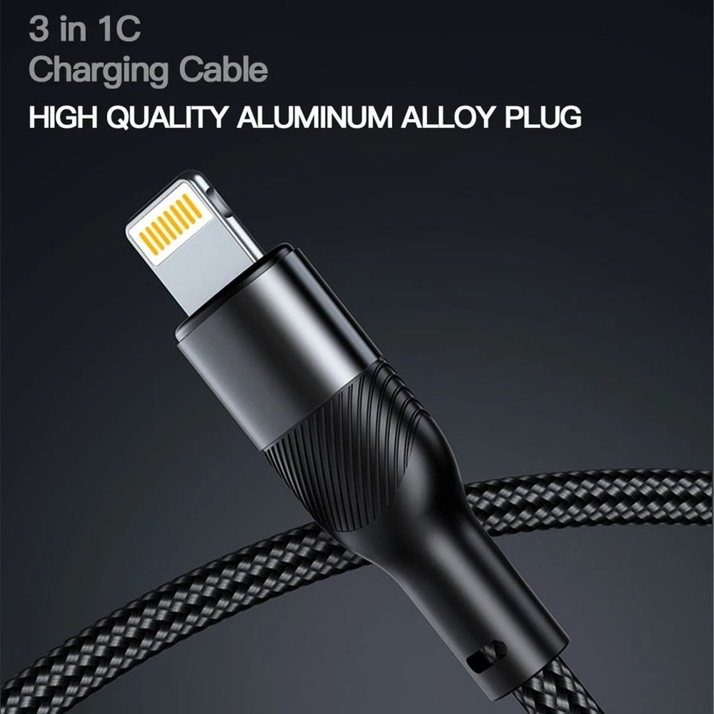 Charging Cable Fast Multi Charger For IPhone USB C Micro USB Nylon Braided 3