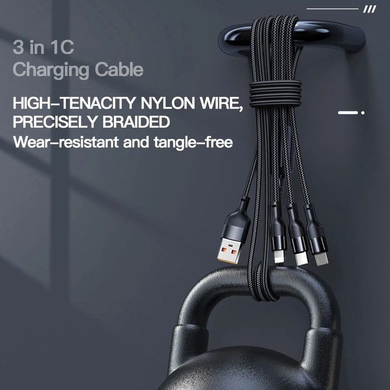 Charging Cable Fast Multi Charger For IPhone USB C Micro USB Nylon Braided 5