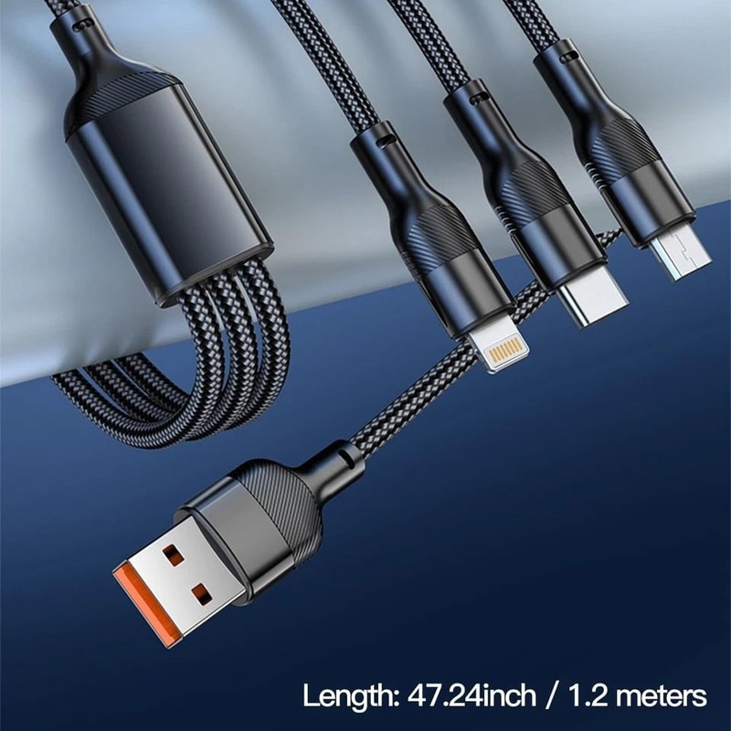 Charging Cable Fast Multi Charger For IPhone USB C Micro USB Nylon Braided 6