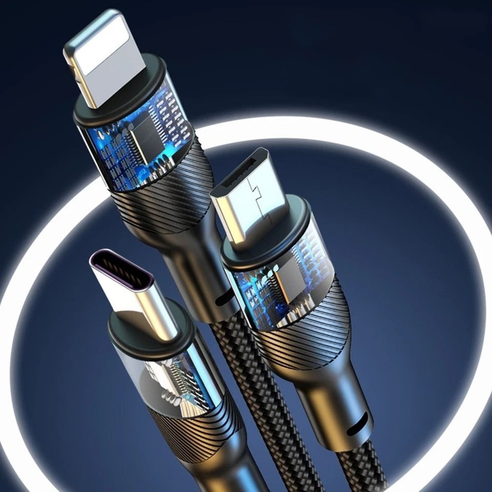 Charging Cable Fast Multi Charger For IPhone USB C Micro USB Nylon Braided 7