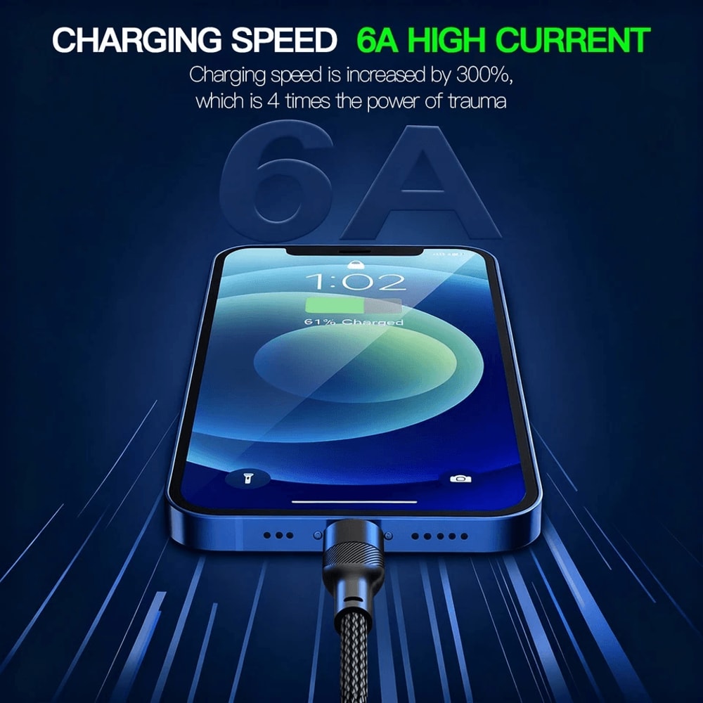 Charging Cable Fast Multi Charger For IPhone USB C Micro USB Nylon Braided 8